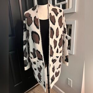 Brown and White Teddy Jacket with Animal Print